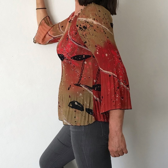 Jaipur Brand Crinkle Fabric 2/3 Sleeve Colorful Blouse - Picture 2 of 14